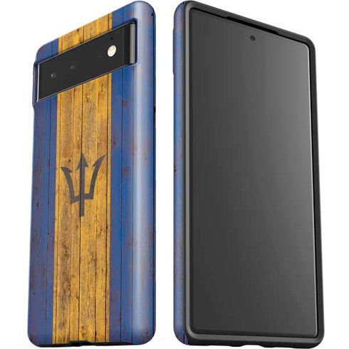 Barbados Flag Dark Wood Google Pixel 6 Case